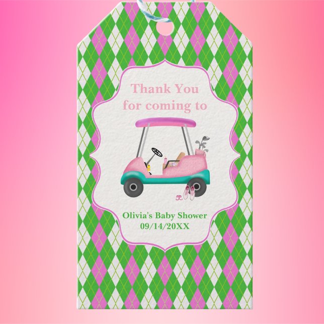 Étiquettes-cadeau Thank You Elegant Golf Cart Ready For Baby Shower  (Créateur téléchargé)