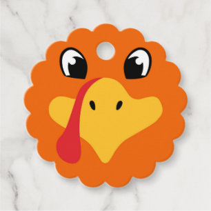 Étiquettes Cadeau Thanksgiving mignon Turquie face personnalisé