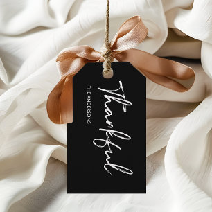 Étiquettes-cadeau Thanksgiving noir minimaliste