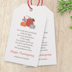 Étiquettes-cadeau Thanksgiving Poem Pays Russe Citrouille d'automne