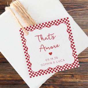 Étiquettes Cadeau "That's Amore" Chic Red À damiers Mariage italien