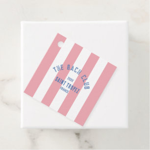 Étiquettes Cadeau The Bach Club Crête Bleue Rayure Cabana Rose