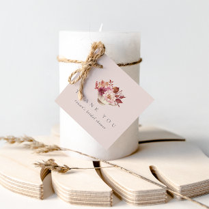 Étiquettes Cadeau Thé de mariage automnal Tasse de thé florale d'aut