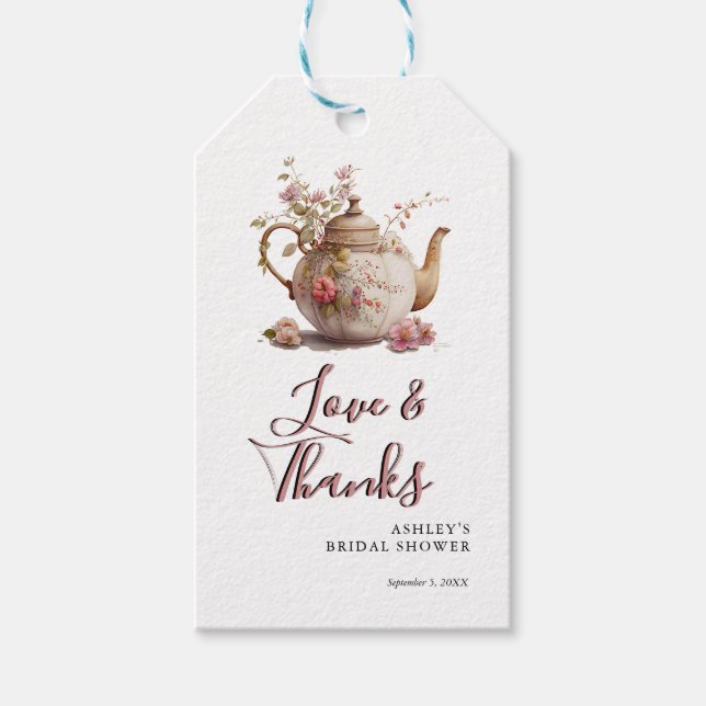 Étiquettes-cadeau Thé floral | MERCI FÊTE DES MARIÉES (Devant)