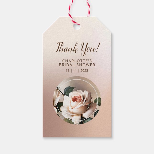 Étiquettes-cadeau Thé Rose Shower de Mariage (Devant)
