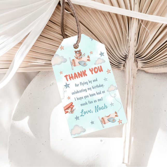 Étiquettes-cadeau Thème 1er anniversaire de l'avion de Cute Boy (Créateur téléchargé)