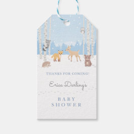 Étiquettes-cadeau Thème baby shower Woodland | forêt d'hiver