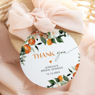 Étiquettes Cadeau thème de citrus oranges feuillage remerciement de 