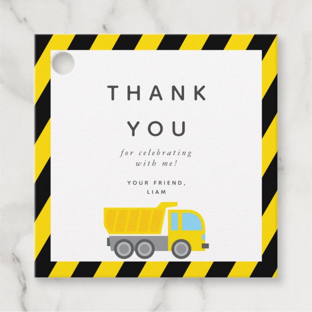 Étiquettes Cadeau Thème de construction fête d'anniversaire (Devant)
