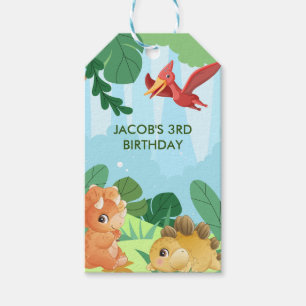 Étiquettes-cadeau Thème de fête d'anniversaire Dinosaures Mignons