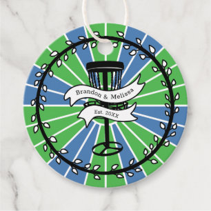 Étiquettes Cadeau Thème de golf sur disque Art pop bleu et vert