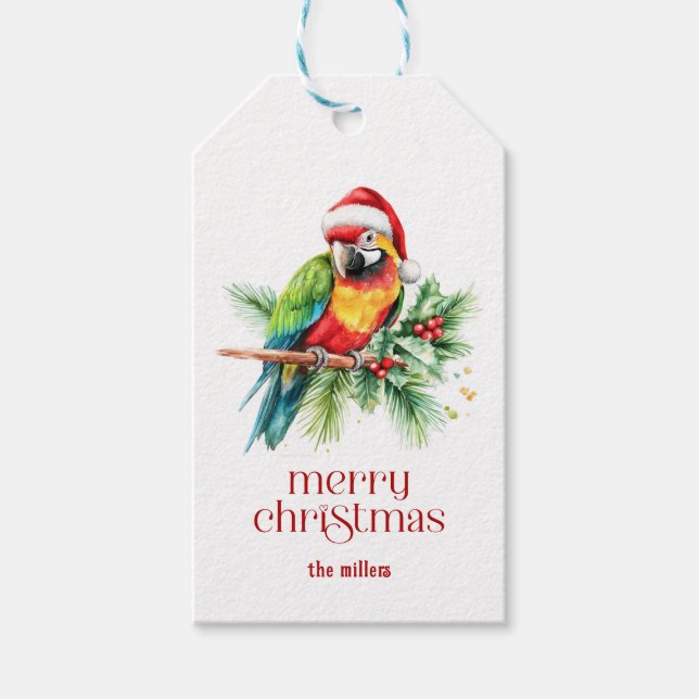 Étiquettes-cadeau Thème de Noël Tropical Merci Retro Texte (Devant)