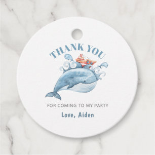 Étiquettes Cadeau Thème de soirée Baleine Bleue Merci