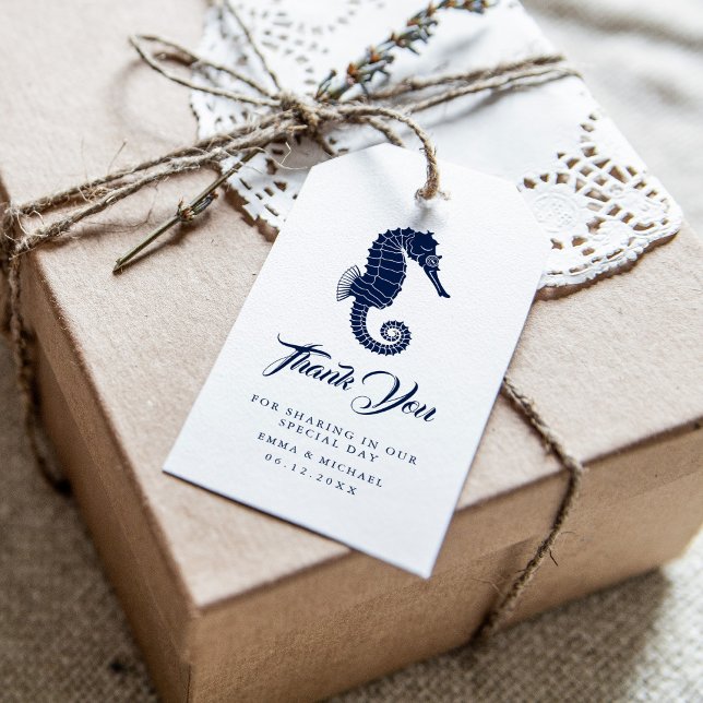 Étiquettes-cadeau Thème nautique Mariage Seahores Personnalisé Marin (Créateur téléchargé)
