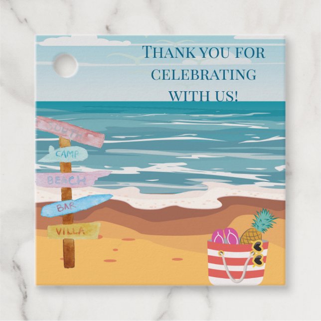 Étiquettes Cadeau Thème plage (Devant)