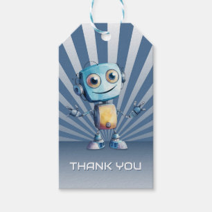 Étiquettes-cadeau Thème Robot Rétro Anniversaire Merci