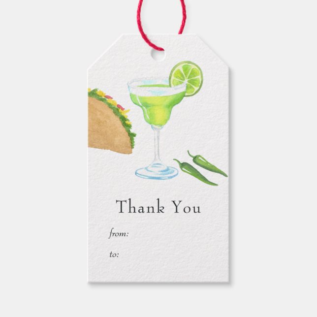Étiquettes-cadeau Thème taco et tequila (Devant)
