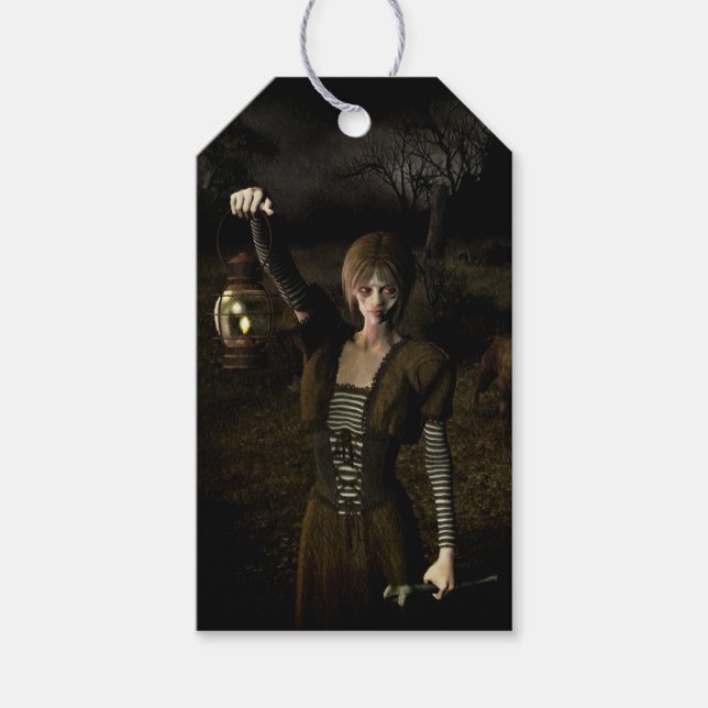 Étiquettes-cadeau Thin female carrying lamp (Devant)