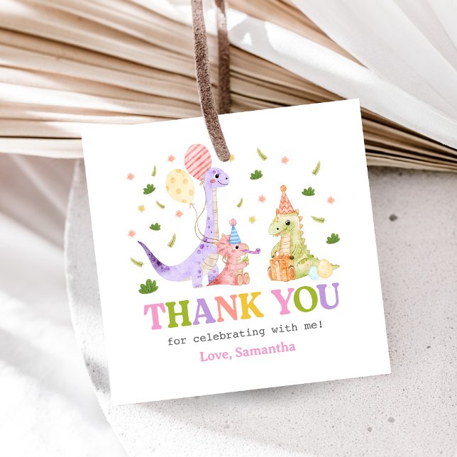 Étiquettes Cadeau Three Rex Dinosaur Birthday (Dinosaur 3rd Birthday Favor Tags)