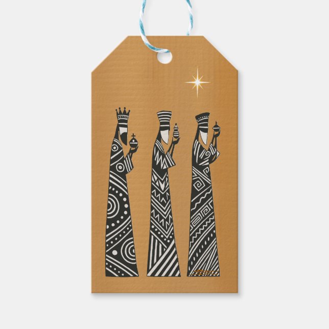 Étiquettes-cadeau Three Wise Men Black & White Christmas Nativity (Devant)