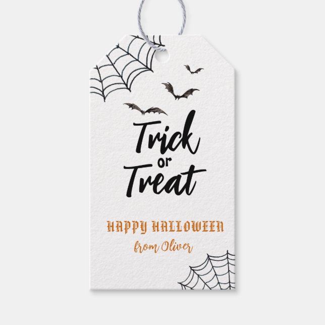 Étiquettes-cadeau Ticket ou traitement Halloween Favoriser les étiqu (Devant)