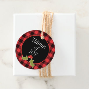 Étiquettes Cadeau Tidings of Joy Plaid Buffalo Cadeau de Noël