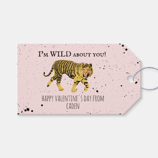Étiquettes-cadeau Tiger Wild À propos de vous Valentine Kids Classro (Devant (Horizontal))