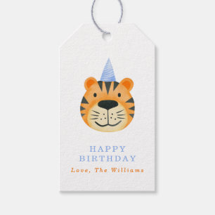 Étiquettes-cadeau Tigre simple avec Casquette de fête Anniversaire p