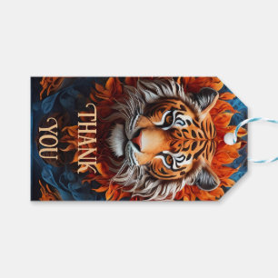 Étiquettes-cadeau Tigre vibrant à motifs floraux
