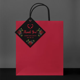 Étiquettes Cadeau Til Death Do Us Part Gothique Rose Noire et Rouge