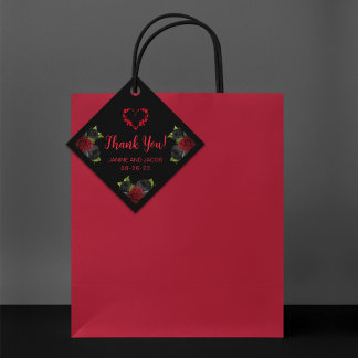 Étiquettes Cadeau Til Death Do Us Part Gothique Rose Noire et Rouge