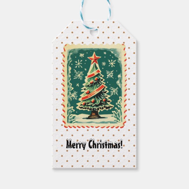 Étiquettes-cadeau Timbres Vintages de Noël (Devant)