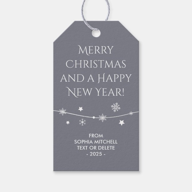 Étiquettes-cadeau Timeless - Cool Grey - Snowflake Tags cadeaux (Devant)