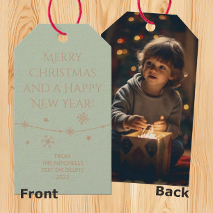 Étiquettes-cadeau Timeless Misty Sage - Christmas Photo Cadeaux Tags