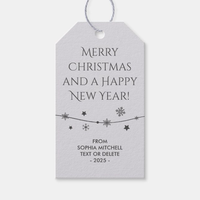 Étiquettes-cadeau Timeless - Moonlit Grey - Snowflake Tags cadeaux (Devant)