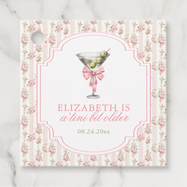 Étiquettes Cadeau 'Tini Bit Ancien Martini Coquette Anniversaire (Devant)