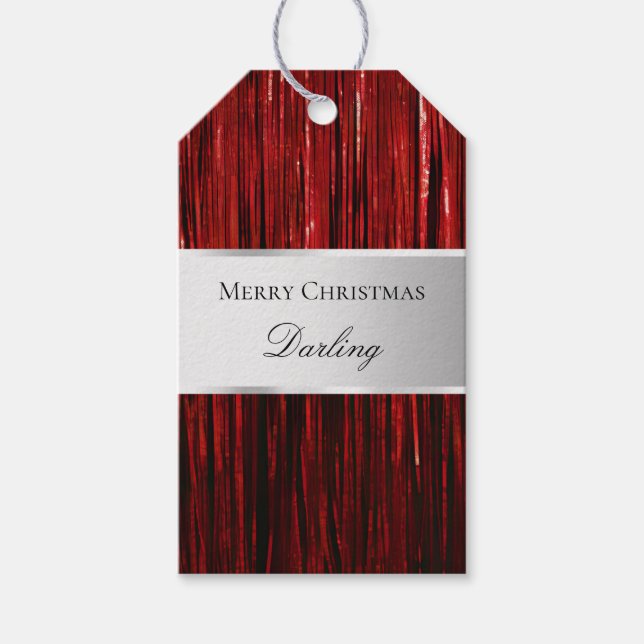 Étiquettes-cadeau Tinsel Tinsel Rouge Silver (Devant)