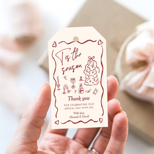 Étiquettes-cadeau Tis the Season to be Married Thank You (Créateur téléchargé)