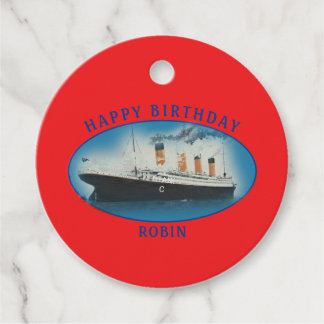 Étiquettes Cadeau Titanic Birthday Red RMS White Star Line Ship