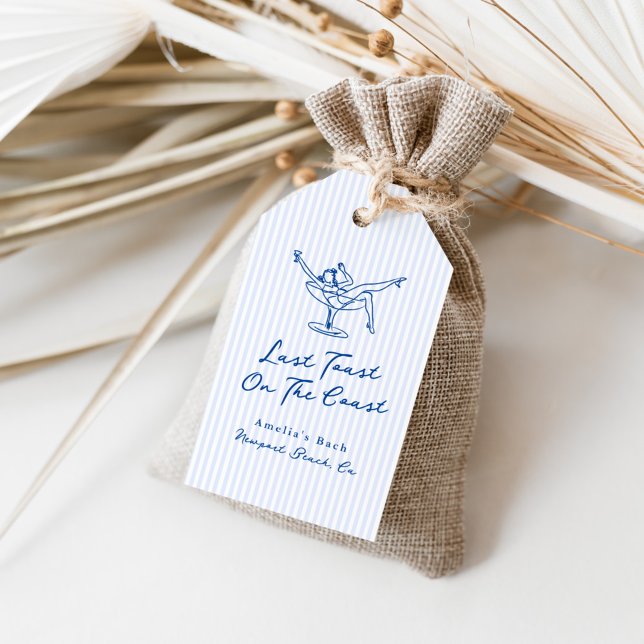Étiquettes-cadeau Toast Dernier bleu à main blanche tiré sur la côte (Créateur téléchargé)