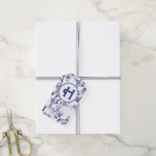 Étiquettes-cadeau Toile bleue et blanche