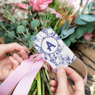 Étiquettes-cadeau Toile bleue et blanche de Jouy Fête des mariées