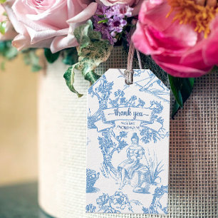 Étiquettes-cadeau Toile bleue et blanche de Jouy Fête des mariées