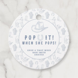 Étiquettes Cadeau Toile Cowboy POP IT! Baby shower