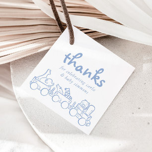 Étiquettes Cadeau Toile De Jouy Baby shower Bleu Bleu Whimsical