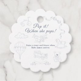 Étiquettes Cadeau Toile de Jouy Baby Shower Pop it