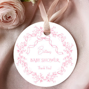 Étiquettes Cadeau Toile de Jouy Chinoiserie Papillons Baby Shower