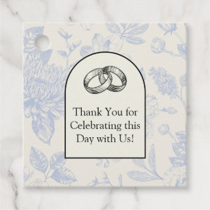 Étiquettes Cadeau Toile florale française bleu riche florale