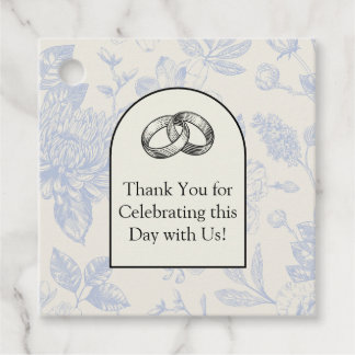 Étiquettes Cadeau Toile florale française bleu riche florale 