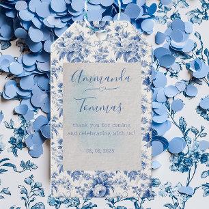 Étiquettes-cadeau Toile vintage Florale Bleu
